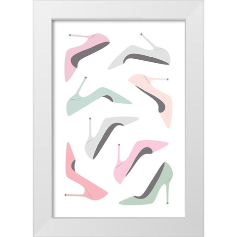 Pastel Heels White Modern Wood Framed Art Print by Pavlova, Martina