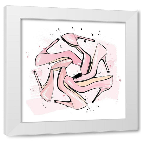 Pink Heels White Modern Wood Framed Art Print by Pavlova, Martina