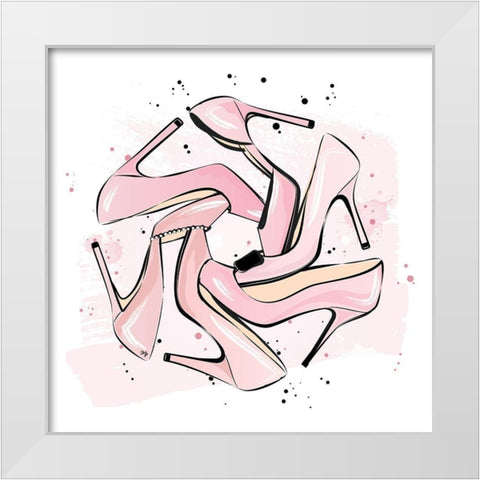Pink Heels White Modern Wood Framed Art Print by Pavlova, Martina