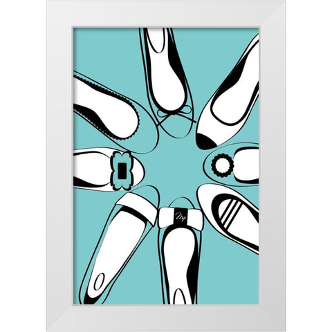 Blue Ballerinas White Modern Wood Framed Art Print by Pavlova, Martina