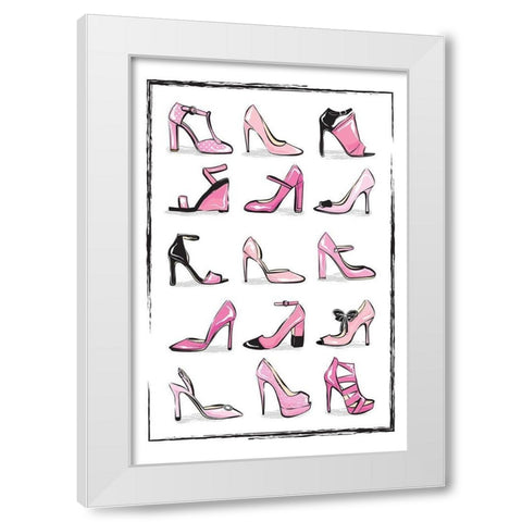 Pink Shoes White Modern Wood Framed Art Print by Pavlova, Martina