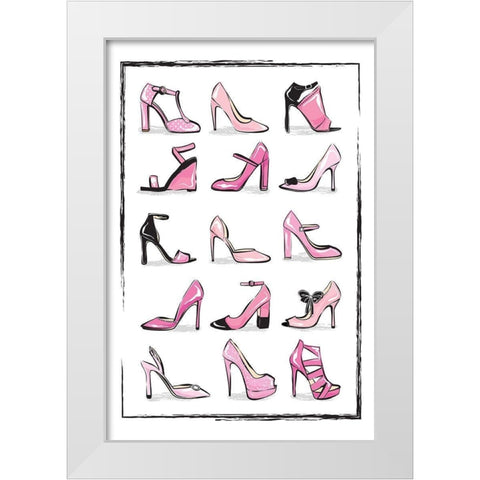 Pink Shoes White Modern Wood Framed Art Print by Pavlova, Martina