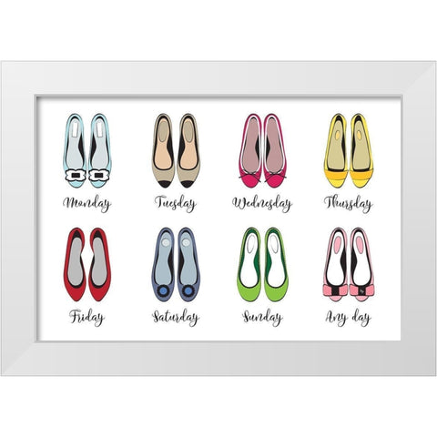 Shoe Week White Modern Wood Framed Art Print by Pavlova, Martina