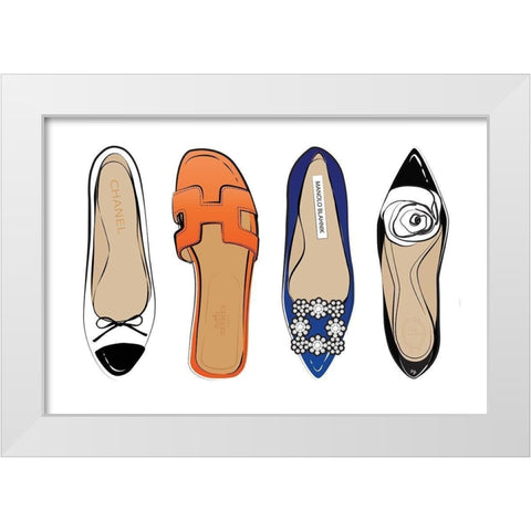 Designer Shoes White Modern Wood Framed Art Print by Pavlova, Martina