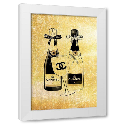 Champagne II White Modern Wood Framed Art Print by Pavlova, Martina