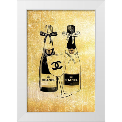 Champagne II White Modern Wood Framed Art Print by Pavlova, Martina