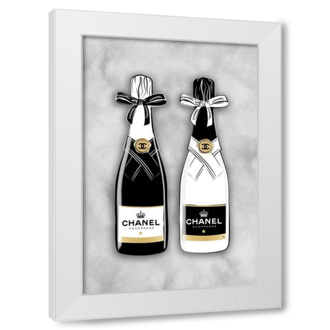 Champagne IV White Modern Wood Framed Art Print by Pavlova, Martina