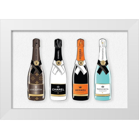 Champagne VI White Modern Wood Framed Art Print by Pavlova, Martina