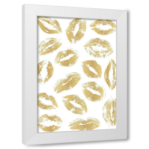 Golden Kisses White Modern Wood Framed Art Print by Pavlova, Martina