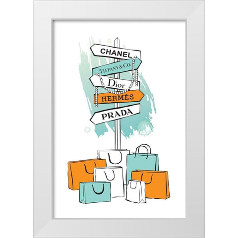 Shopping Sign White Modern Wood Framed Art Print by Pavlova, Martina