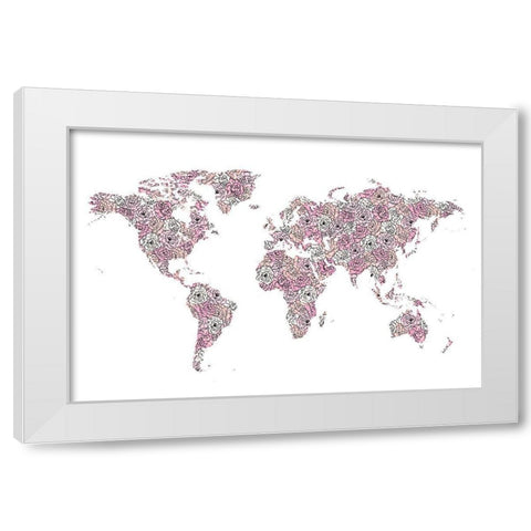 Peony Map White Modern Wood Framed Art Print by Pavlova, Martina