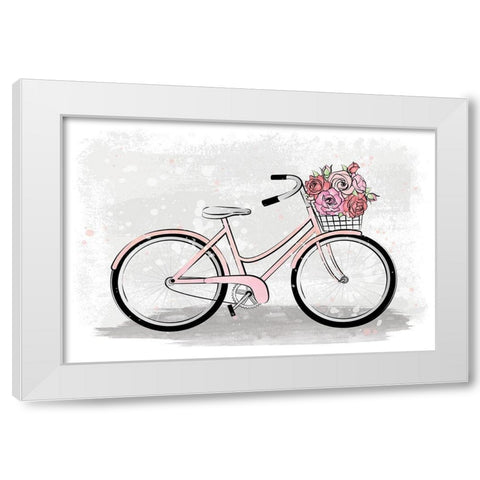 Pink Bike White Modern Wood Framed Art Print by Pavlova, Martina