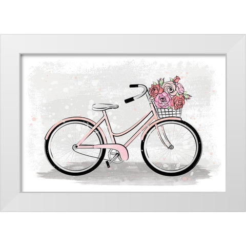 Pink Bike White Modern Wood Framed Art Print by Pavlova, Martina