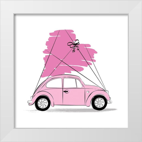Love Car White Modern Wood Framed Art Print by Pavlova, Martina