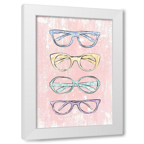 Pink Glasses White Modern Wood Framed Art Print by Pavlova, Martina