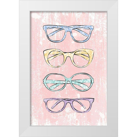 Pink Glasses White Modern Wood Framed Art Print by Pavlova, Martina