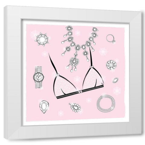 Pink Bra White Modern Wood Framed Art Print by Pavlova, Martina