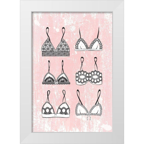 Pink Lingerie White Modern Wood Framed Art Print by Pavlova, Martina