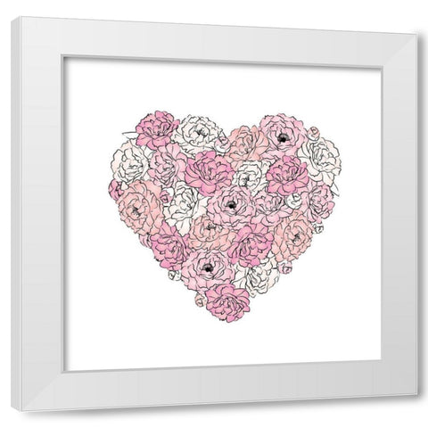 Peony Heart White Modern Wood Framed Art Print by Pavlova, Martina