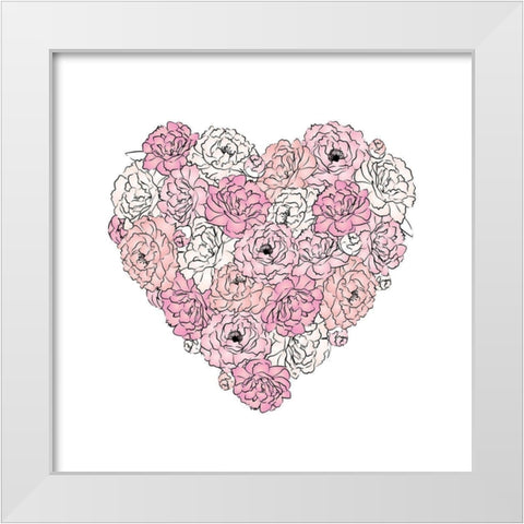 Peony Heart White Modern Wood Framed Art Print by Pavlova, Martina