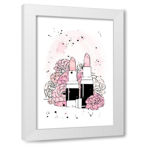 Peony Lipsticks White Modern Wood Framed Art Print by Pavlova, Martina