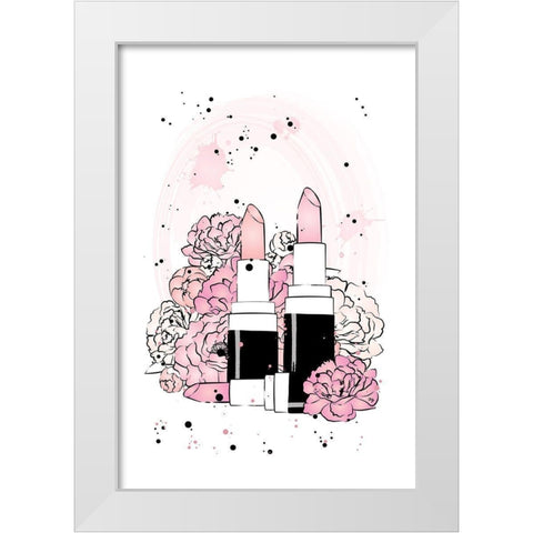 Peony Lipsticks White Modern Wood Framed Art Print by Pavlova, Martina