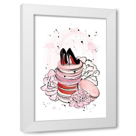 Peony Macarons White Modern Wood Framed Art Print by Pavlova, Martina