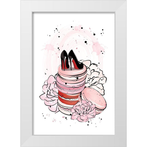 Peony Macarons White Modern Wood Framed Art Print by Pavlova, Martina