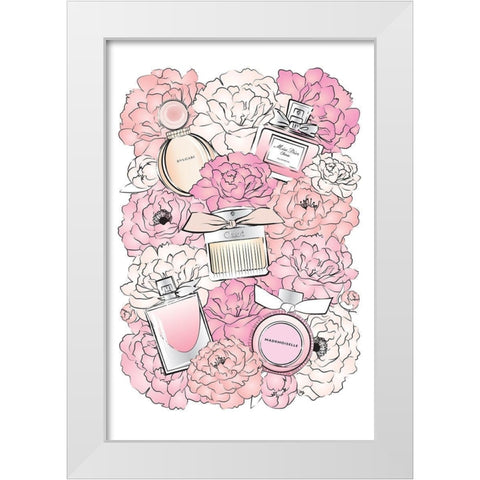 Peony Perfumes White Modern Wood Framed Art Print by Pavlova, Martina