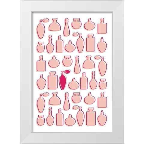 Perfumes Bottles White Modern Wood Framed Art Print by Pavlova, Martina