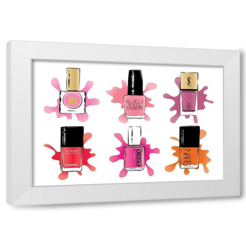 Nail Polish White Modern Wood Framed Art Print by Pavlova, Martina