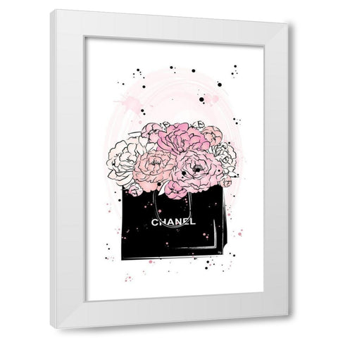 Black Bag Peonies I White Modern Wood Framed Art Print by Pavlova, Martina