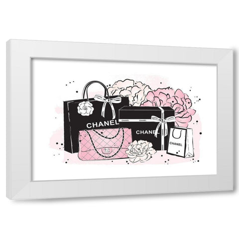 Black Bag Peonies II White Modern Wood Framed Art Print by Pavlova, Martina