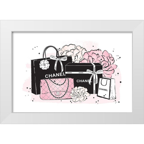 Black Bag Peonies II White Modern Wood Framed Art Print by Pavlova, Martina
