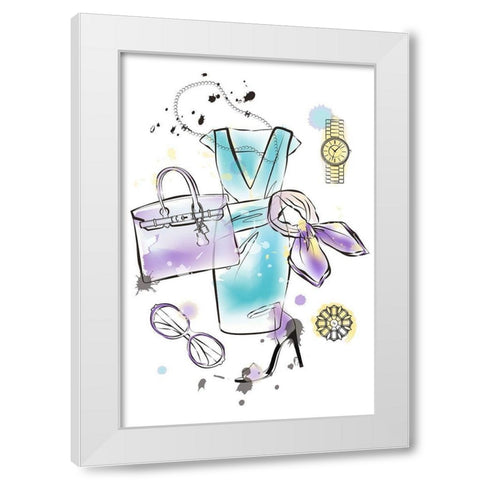 Fashion Flatlay White Modern Wood Framed Art Print by Pavlova, Martina