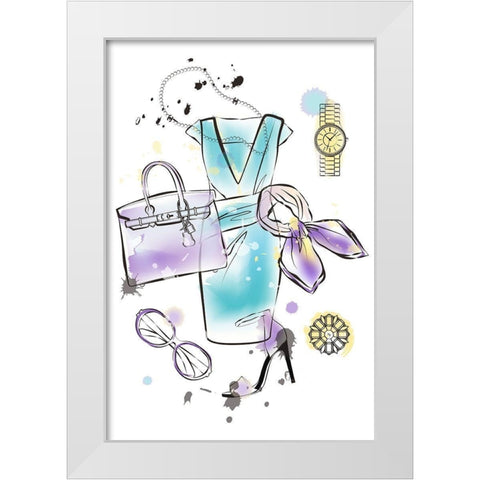 Fashion Flatlay White Modern Wood Framed Art Print by Pavlova, Martina