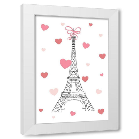Love In Paris White Modern Wood Framed Art Print by Pavlova, Martina