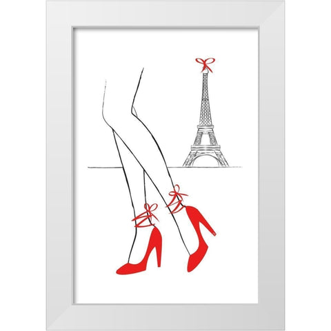 Walk In Paris White Modern Wood Framed Art Print by Pavlova, Martina