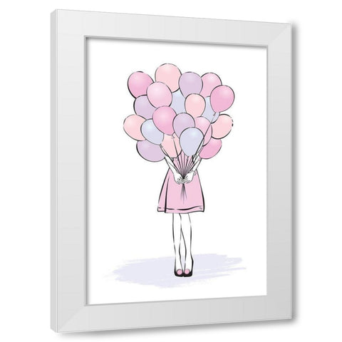 Balloons White Modern Wood Framed Art Print by Pavlova, Martina