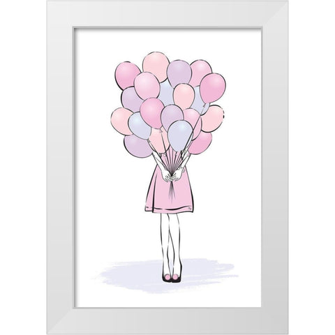 Balloons White Modern Wood Framed Art Print by Pavlova, Martina