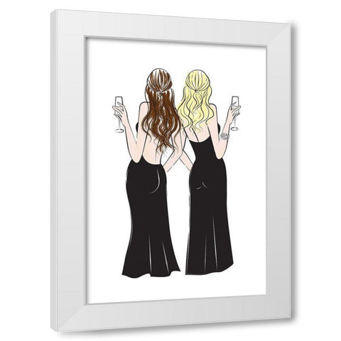 Cheers Girls I White Modern Wood Framed Art Print by Pavlova, Martina