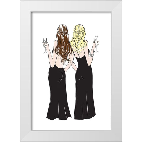 Cheers Girls I White Modern Wood Framed Art Print by Pavlova, Martina