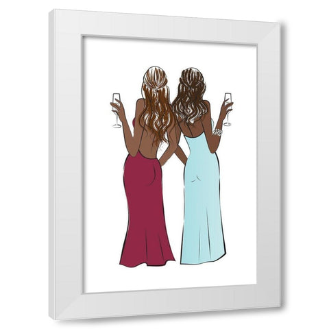 Cheers Girls II White Modern Wood Framed Art Print by Pavlova, Martina
