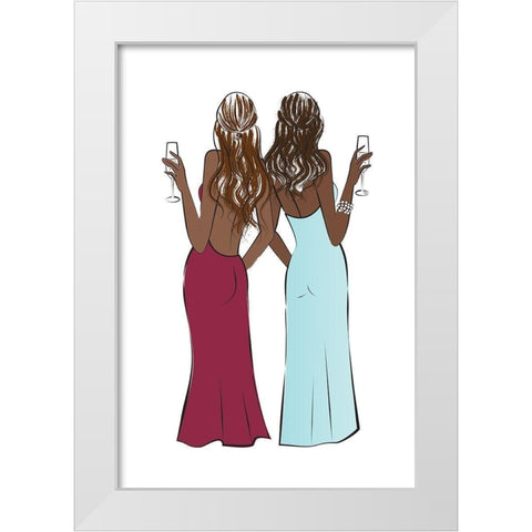 Cheers Girls II White Modern Wood Framed Art Print by Pavlova, Martina