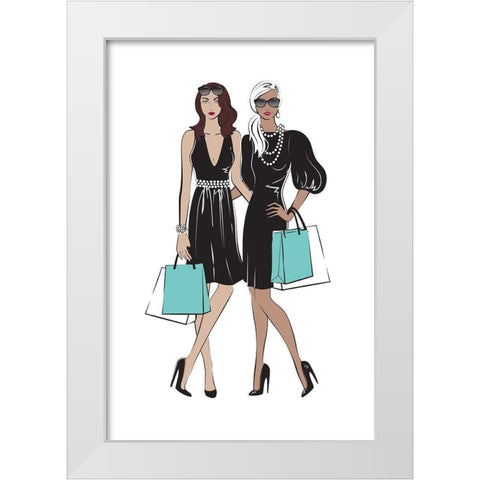 Shopping Friends I White Modern Wood Framed Art Print by Pavlova, Martina