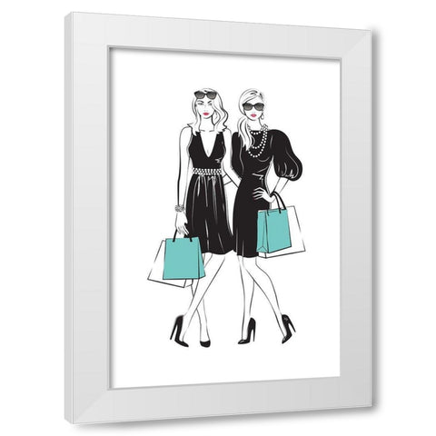 Shopping Friends II White Modern Wood Framed Art Print by Pavlova, Martina