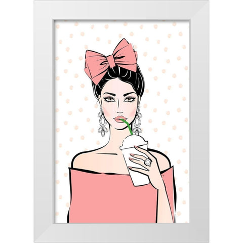 Bows and Drinks White Modern Wood Framed Art Print by Pavlova, Martina