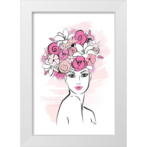 Flower Girl White Modern Wood Framed Art Print by Pavlova, Martina