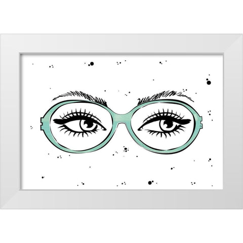 Glasses White Modern Wood Framed Art Print by Pavlova, Martina