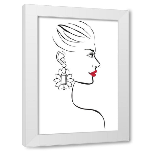 Earring I White Modern Wood Framed Art Print by Pavlova, Martina